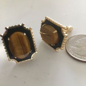 Tiger Eye Enamel Cuff Links
